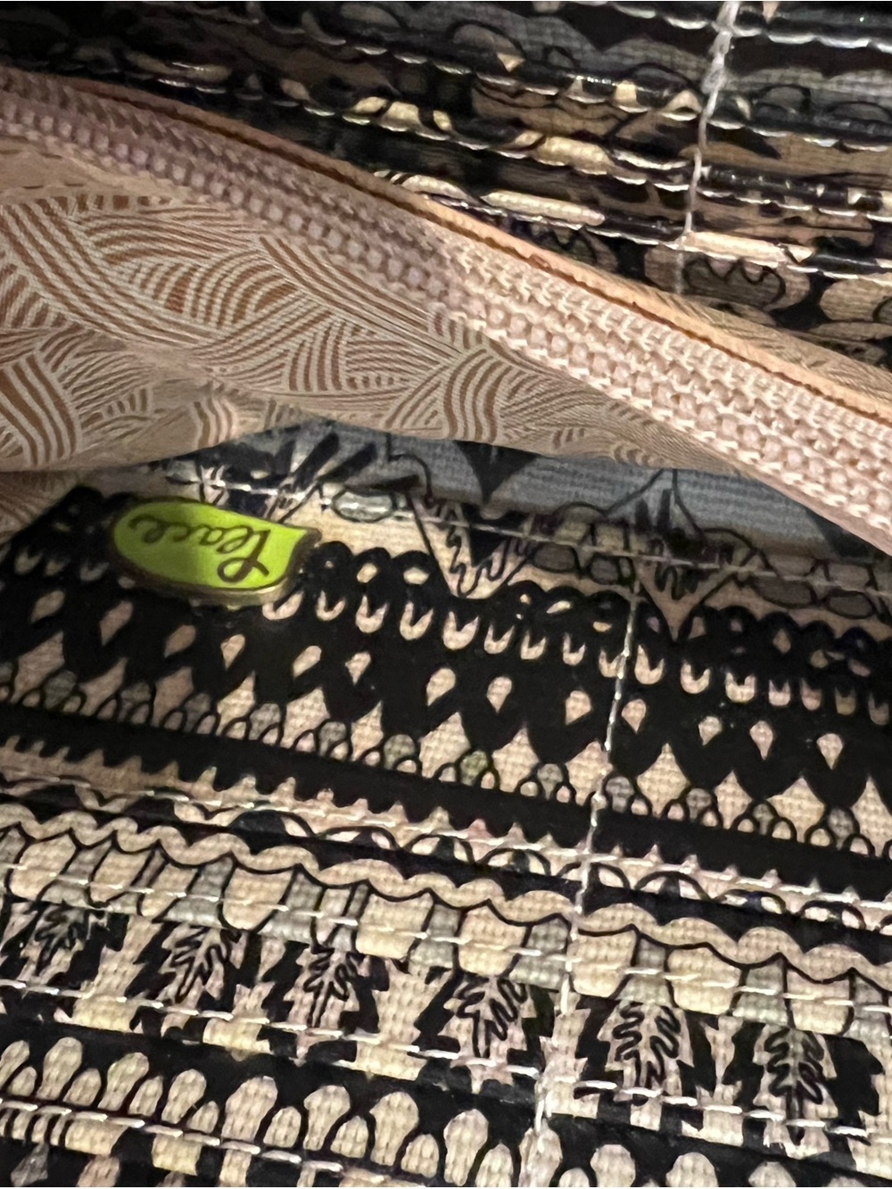 Sakroots Black & Cream Patterned Wristlet with Tan Strap - Picture 3 of 8